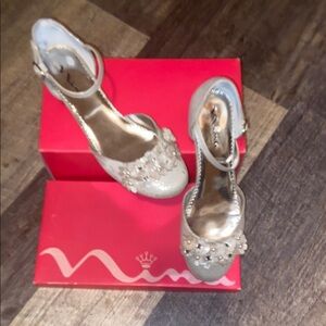 Silver Stiletto Heels with Ankle Strap